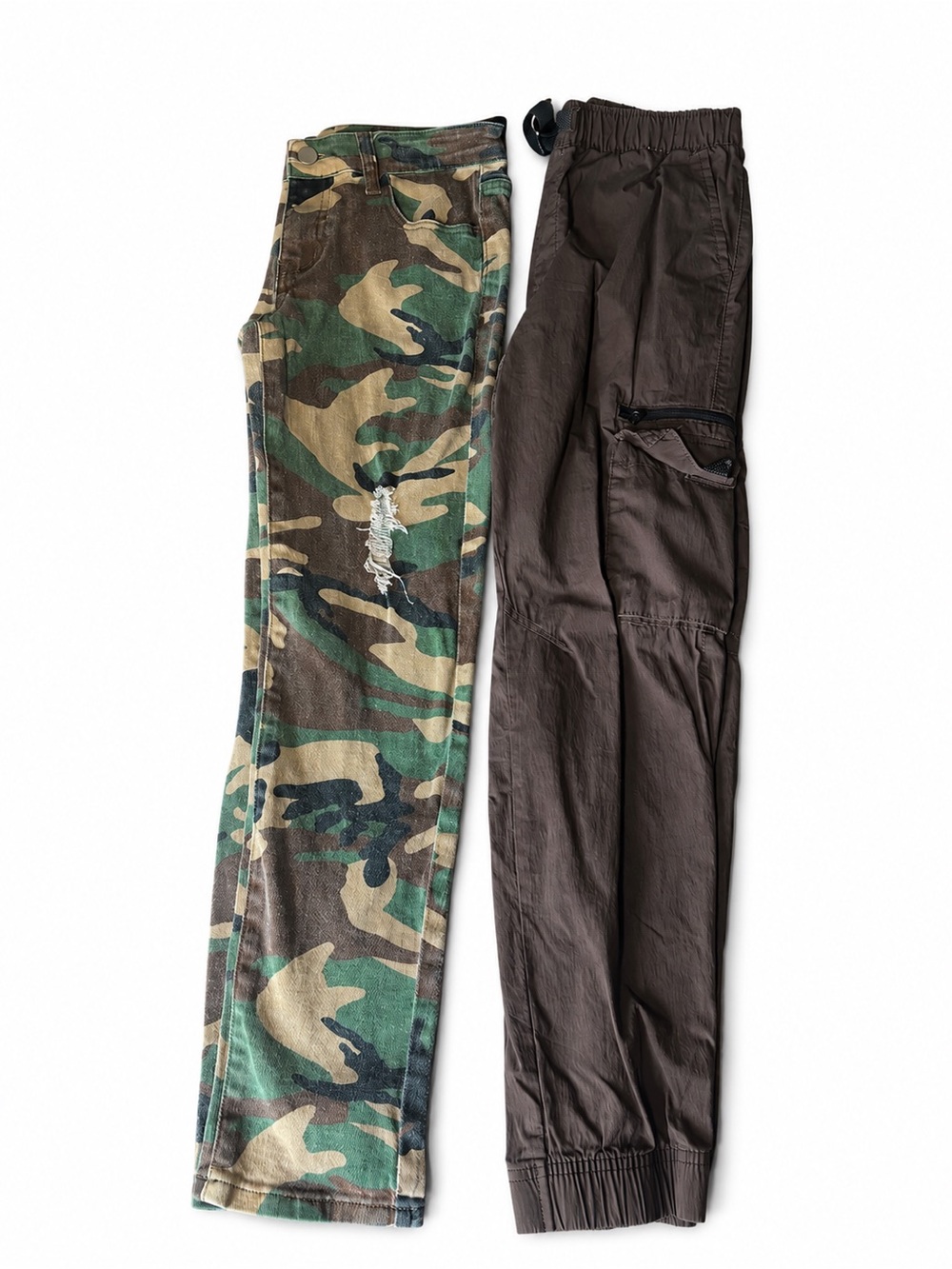 Boys Cargo Jogger Pants - Brown and Camouflage